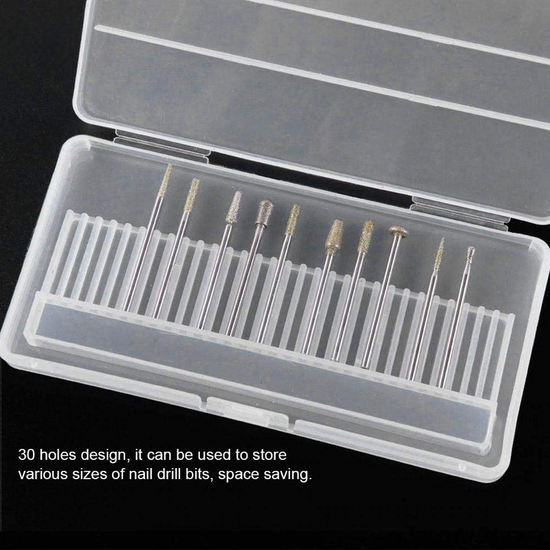 30 Holes Storage Box, Nail Art Drill Bits Storage Box Manicure Drill Bits Container Holder Display Case Organizer - BeesActive Australia