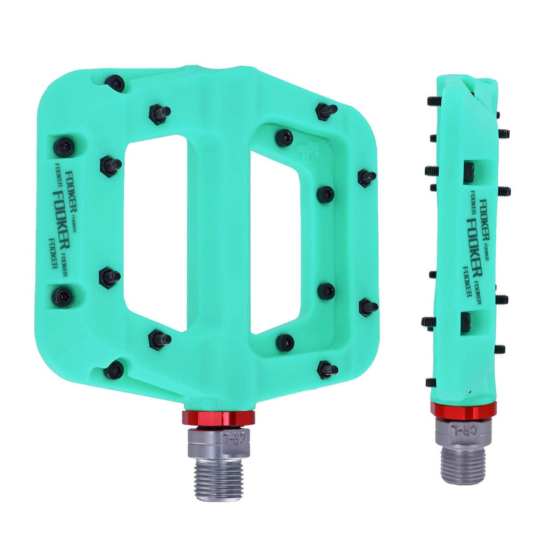 FOOKER MTB Pedals Mountain Bike Pedals 3 Bearing Non-Slip Lightweight Nylon Fiber Bicycle Platform Pedals for BMX MTB 9/16" 922-Green needle roller bearing - BeesActive Australia