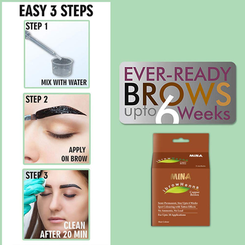 MINA ibrow Henna Copper Brown tint with Brow Oil - BeesActive Australia