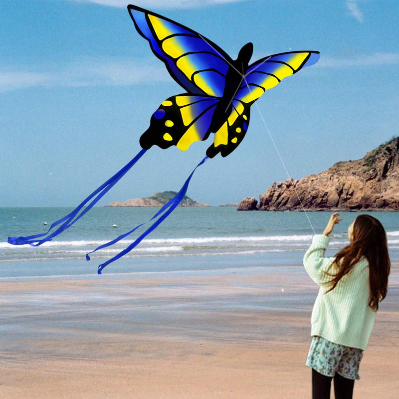 HENGDA KITE for Kids and Adults Amazing Colorful Butterfly Kite for Outdoor Games and Activities Single Line Kite with Flying Tools Blue - BeesActive Australia