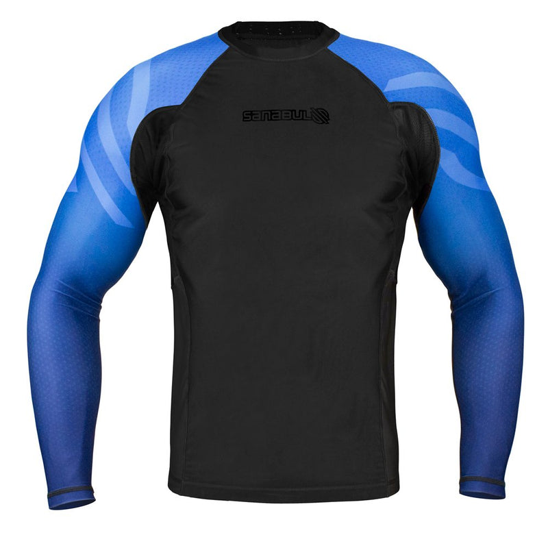 Sanabul Essentials Long Sleeve Compression MMA BJJ Wrestling Cross Training Rash Guard Blue Small - BeesActive Australia