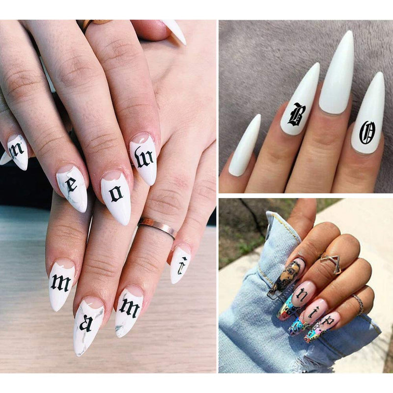EBANKU 5colors Letter Nail Art Stickers 10 Sheets Letter Nail Stickers for Nails Old English Words Alphabet Nail Decals 5 Colors - BeesActive Australia