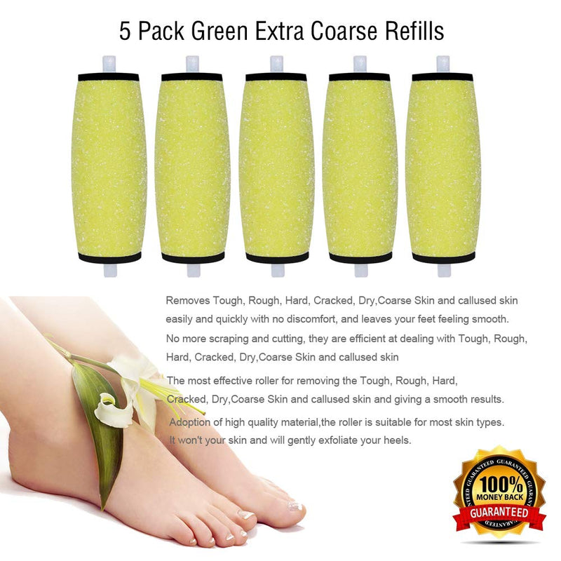 5 Pack Green Extra Coarse Replacement Rollers for Amope Pedi Refills Electronic Perfect Foot File Pedi Callus Remover Refills Include a Clean Brush - BeesActive Australia