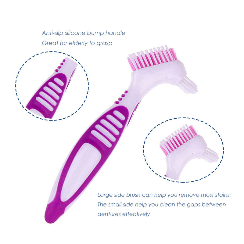 HRASY Denture Bath Case with Denture Cleaning Brush Kit - 2 Pcs Denture Bath Case Cup Box Holder Storage Soaking Container with Strainer Basket | 2 Pcs Denture Toothbrushes for False Teeth Cleaning - BeesActive Australia