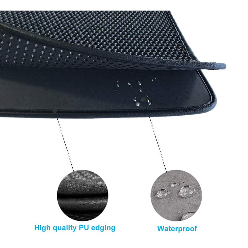 JIA.L Cat Litter Mat Kitty Litter Trapping Mat Honeycomb Mats Waterproof Double Layer Anti Tracking Kitty Mats Catcher Litter Tray Box Rug Carpet 19.7'' x 15.7'' black - BeesActive Australia