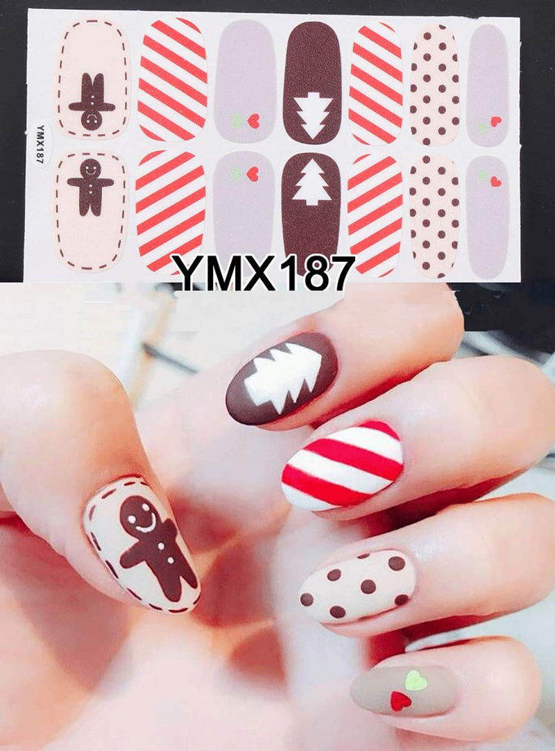 WOKOTO 6 Sheets Adhesive Nail Art Polish Sticker Strips With 1Pcs File Winter Nail Wraps Decals Manicure Kits For Christmas - BeesActive Australia