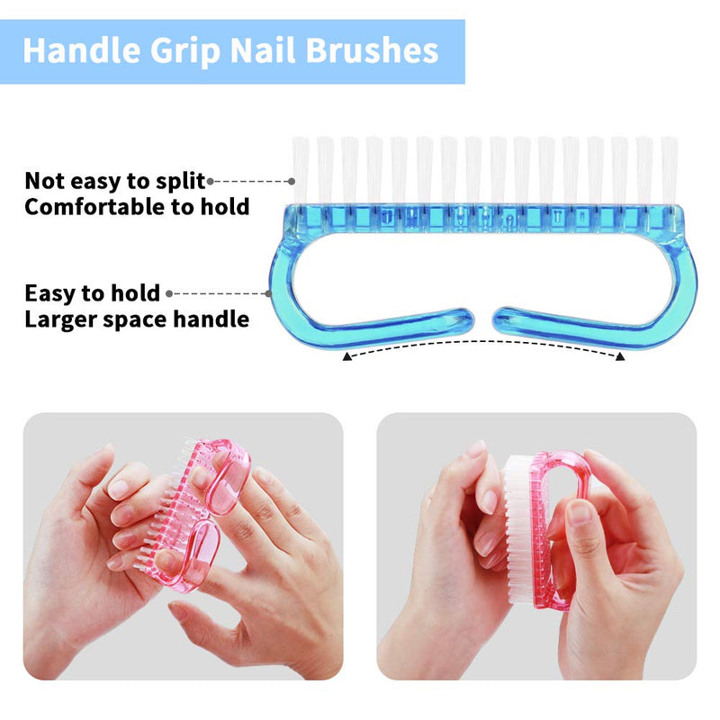 Handle Grip Nail Brush, Senignol Upgrade 8Pcs Fingernail Brush Set Nail Brush Cleaner Scrubbing Kit for Toes and Nails Men Women kids (Multicolor) - BeesActive Australia
