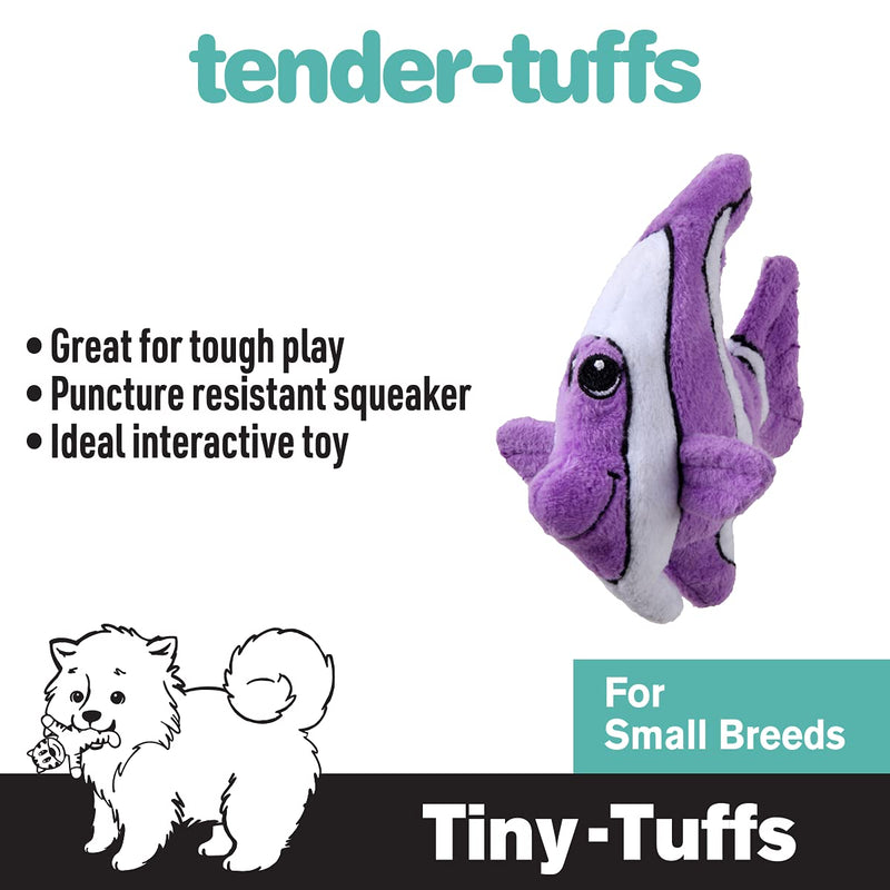 Snuggle Puppy Tender-Tuffs Tiny - Tough Plush Dog Toys for Puppies and Small Breeds - Stuffed Purple Angelfish with Puncture Resistant Squeaker - BeesActive Australia