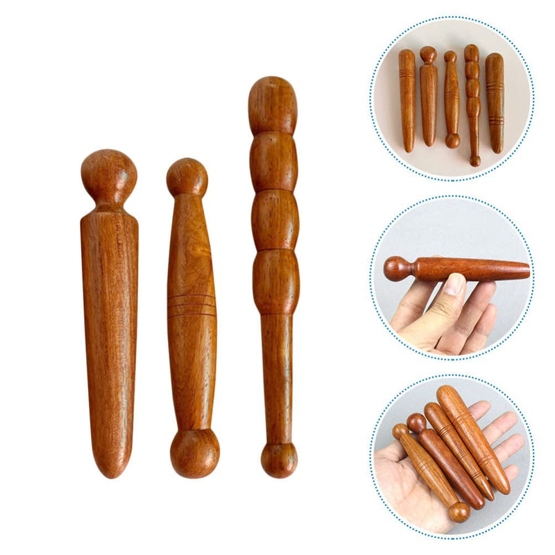 Beavorty 3Pcs Wooden Reflexology Sticks Foot Hand Massage Wooden Stick Tools Thai Face Neck Back Waist Massager Trigger Points - BeesActive Australia
