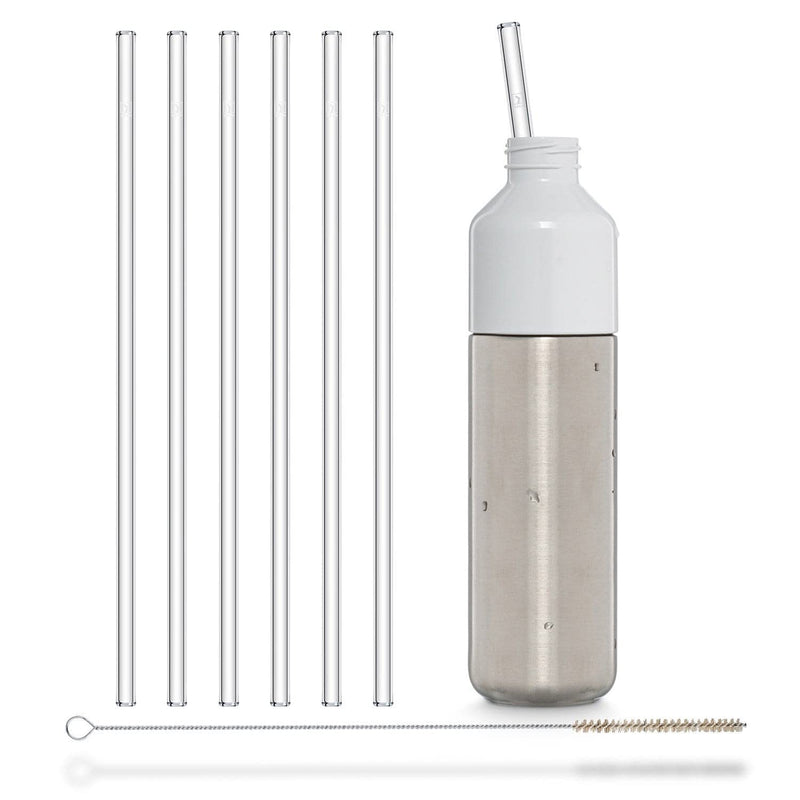 Halm Glass Straws – 6x 12 inch Long Replacement Straw for Stanley Cup 40 oz & 30 oz Plastic-Free Cleaning Brush - Reusable Drinking Straw Dishwasher Safe - Made in Germany - BeesActive Australia