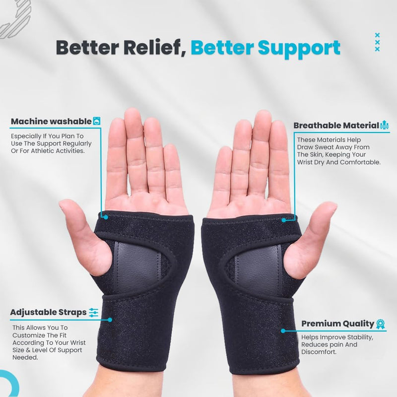 Hotcakes Wrist Brace for Carpal Tunnel (2PCS) - Breathable Hand Brace Provides Wrist Support for Joint Pain, Tendonitis Pain Relief and Arthritis with Adjustable Velcro Straps (Neoprene, Pair) Neoprene - BeesActive Australia