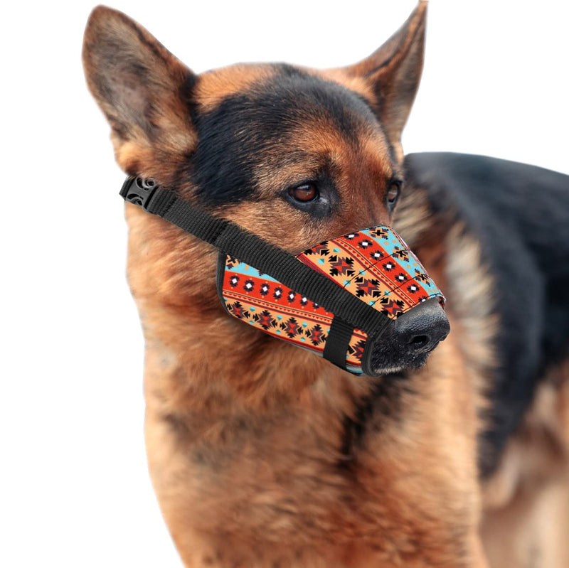 Murom Pattern Dog Muzzle for Small Medium Large Dogs Puppy Print Adjustable Breathable Tribal Pet Muzzles Anti Barking Biting Mouth Cover Southwest M/L - BeesActive Australia
