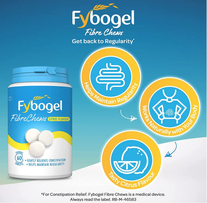 Fybogel Citrus Flavour Fibre Chews 60 Chews Pack of 2 (Total 120 Chews) 60 Count (Pack of 2) - BeesActive Australia