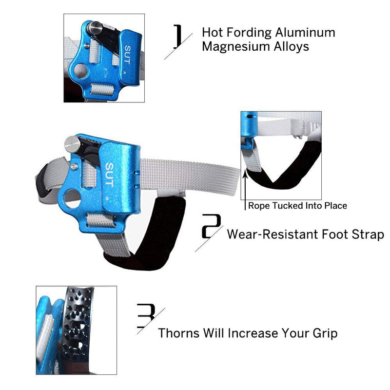 NewDoar Foot Ascender Riser Rock Climbing Mountaineering Equipment Climbing Device Right blue - BeesActive Australia