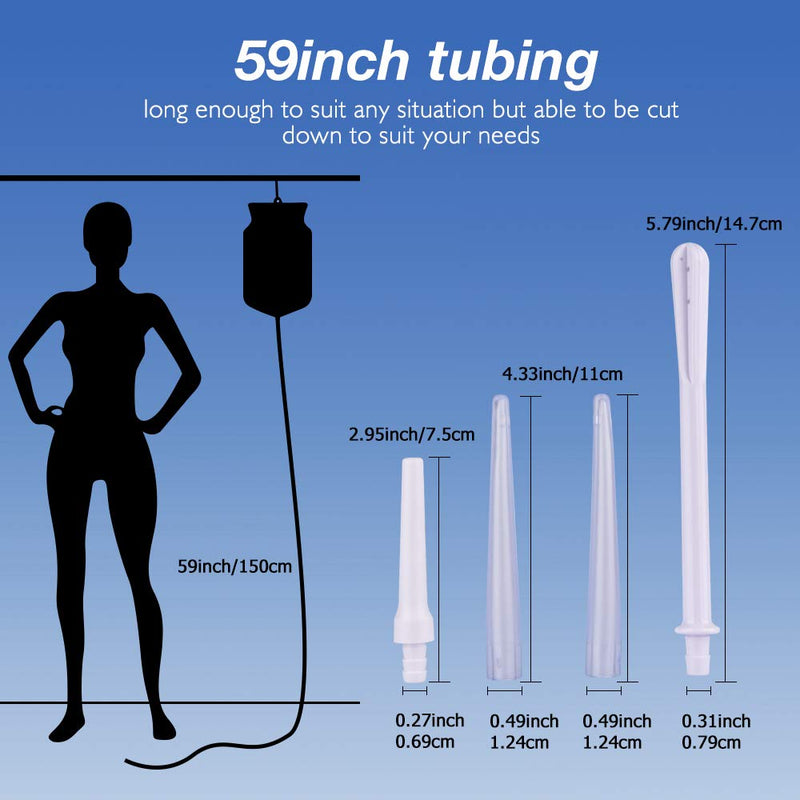 Enema Bag Kit 2L for Colon Cleansing Reusable Coffee Enema Kit with 150cm Silicone Hose and 4 Reusable Nozzle Tips - BeesActive Australia