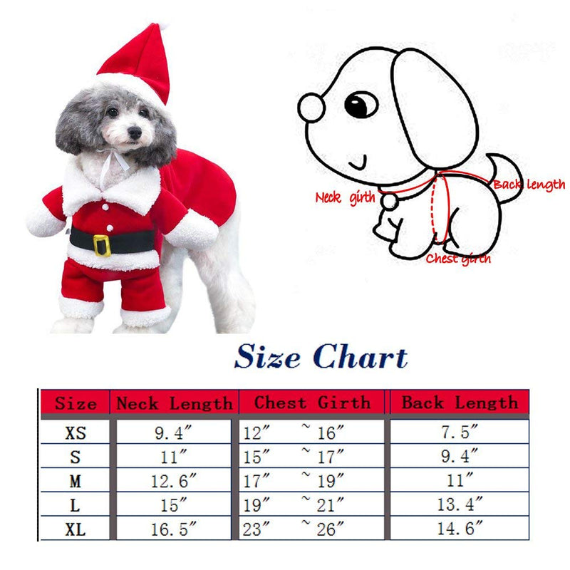 NACOCO Pet Christmas Costumes Dog Suit with Cap Santa Claus Suit Dog Hoodies Cat Xmas Costumes Medium (Pack of 1) Red - BeesActive Australia