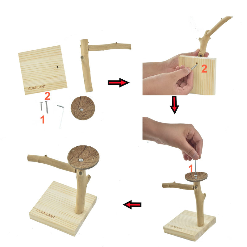 GUANLANT Natural Wood Bird Stands Feeder Toys, Tabletop Portable Training Parrots Perch Playstands Feeding Bowl Treats Toys,Bird Cage Playground Accessories for Parakeets Conure Budgies Lovebirds - BeesActive Australia