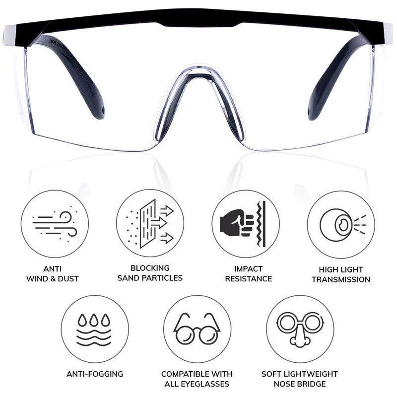 Protective Goggles Over Eye Glasses Safety for Work Lab Mask Shield Googles Scratch Resistant Splash/Dust Proof Eyewear - BeesActive Australia