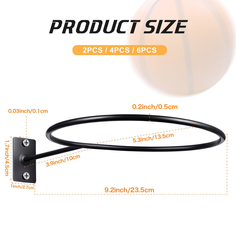 Threan Mounted Ball Wall Storage Display Ball Storage Universal Ball Rack Metal Ball Holder Black Ball Rack Holder for Basketball Football Volleyball Soccer Storage Display 6 - BeesActive Australia