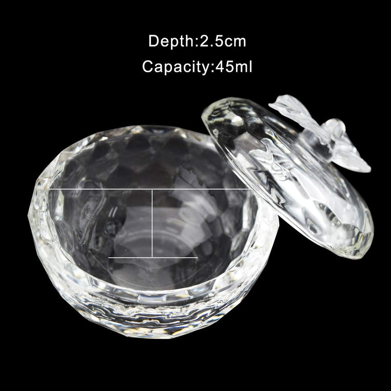 Crystal Clear Acrylic Liquid Powder Glass Dappen Dish Glass Cup w Cap Lid Bowl for Acrylic Nail Art Transparent Kit, HJ-NAPB014 - BeesActive Australia