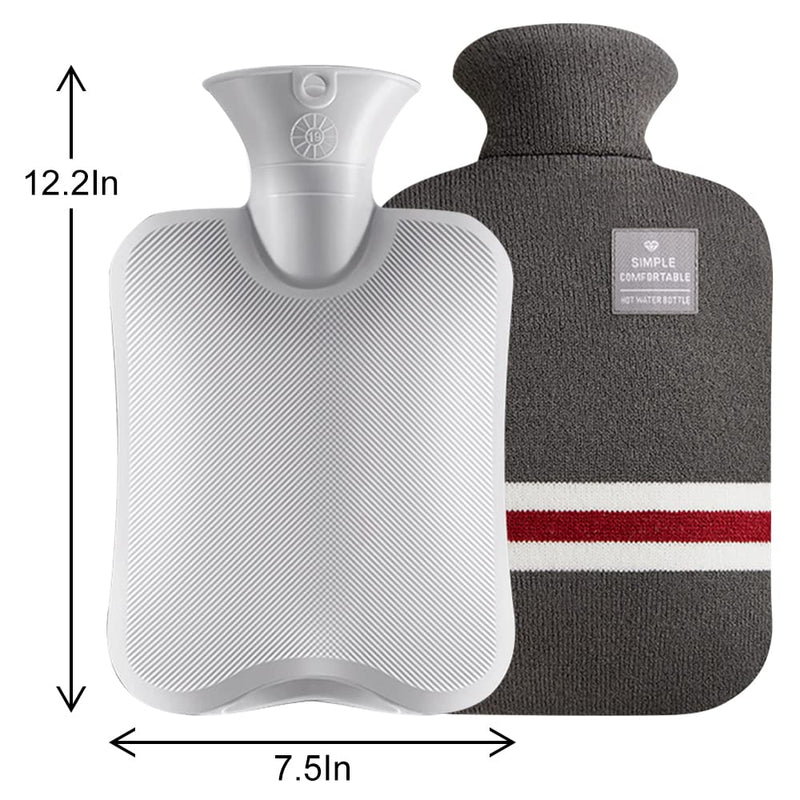 Large Hot Water Bottle with Knitted Cover, 2L Large Capacity Hot Water Bag with Removable and Washable Soft Cover for Pain Relief, Neck and Shoulders, Great Gift for Women, Men, Kids (2L-Dark Grey) 2L-Dark Grey - BeesActive Australia