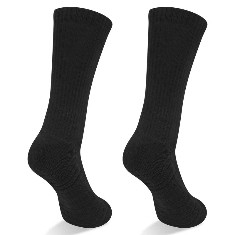 YUEDGE Women's Moisture Wicking Cotton Cushion Crew Socks Athletic Sports Work Boot Hiking Workout Training Socks Black(5pairs) 9-12 - BeesActive Australia