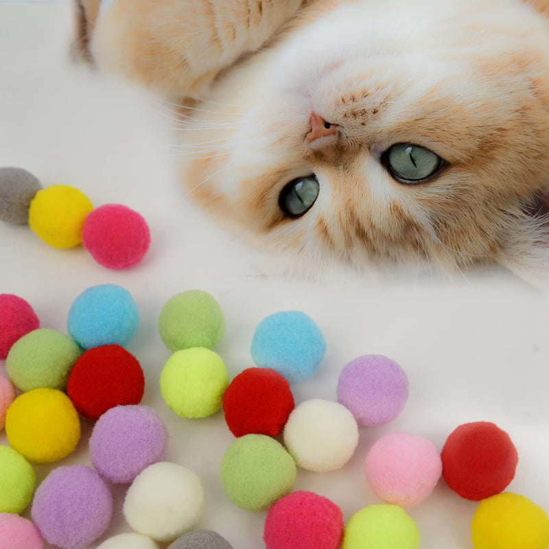 Update 2022 FUPUSUN 30pcs 1“/3cm Cat Toy Balls Soft Kitten Pom Pom Toys for Indoor Cats Interactive Playing Quiet Ball Cats Pom Pom Ball (3CM * 30) - BeesActive Australia