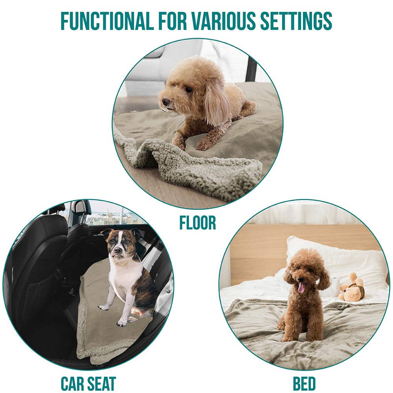 PetAmi Puppy Dog Blanket | Pet Blanket Small Dog Indoor Cat Kitten | Fleece Sherpa Throw Doggy Blanket Crate Couch Sofa Bed | Soft Plush Fuzzy Fluffy Lightweight Warm Cover, 29x40 29x40 Inch (Pack of 1) Taupe/Taupe Sherpa - BeesActive Australia