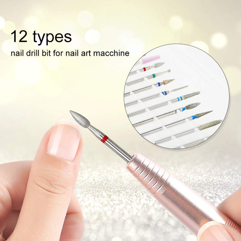 NMKL38 12PCS Nail Drill Bits Cuticle Cleaner Dust Drill Brush Rotary Polishing Buffing File Burrs for Nail Salon Manicure Pedicure Tools SET 2 - BeesActive Australia