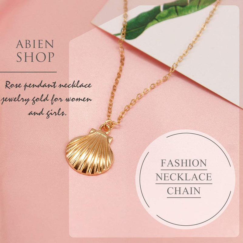 Abien Boho Shell Pendant Necklaces Gold Short Summer Beach Necklace Chain Jewelry for Women and Girls - BeesActive Australia