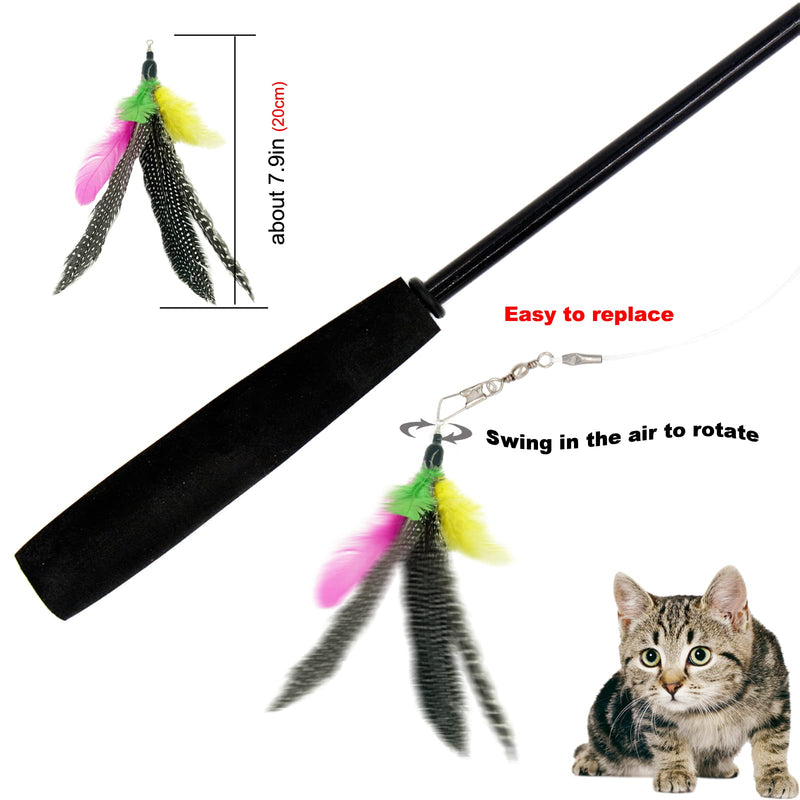 Cat Feather Toy Replacement Cat Toy Wand Teaser Refills, Natural Bird Feather Worm Refills for Indoor Cats AA-8PCS Feathers Refills - BeesActive Australia