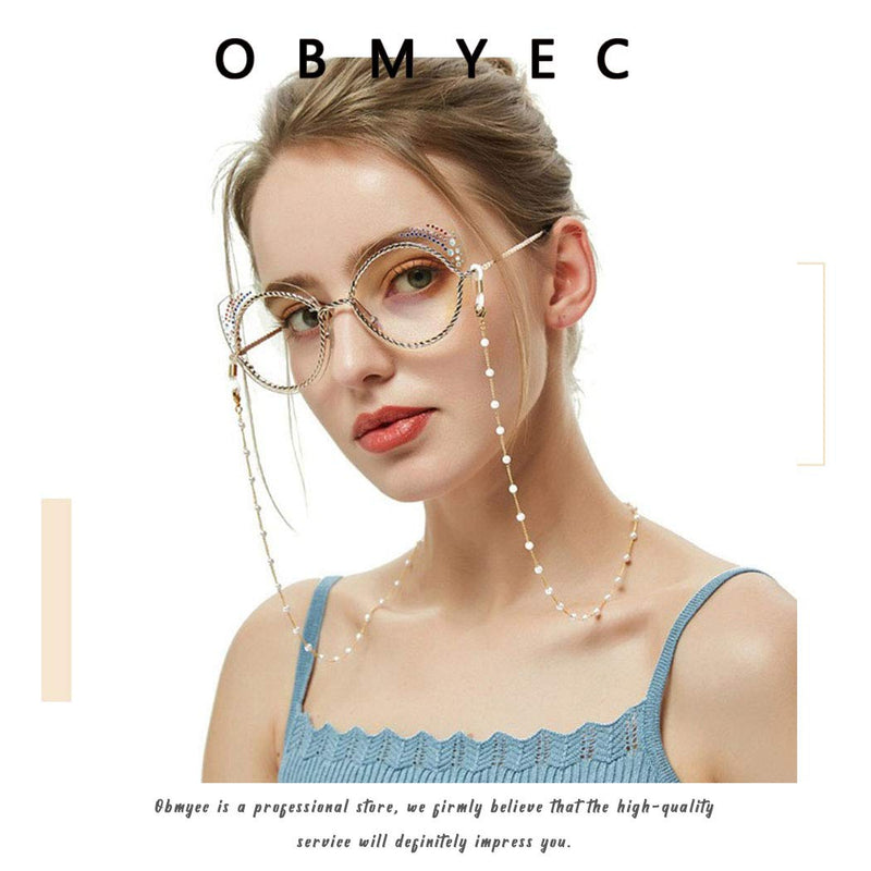 Obmyec Pearl Eyeglass Chains Beaded Sunglass Chain Eyeglasses Chain Glasses Retainer Holder for Women and Men - BeesActive Australia