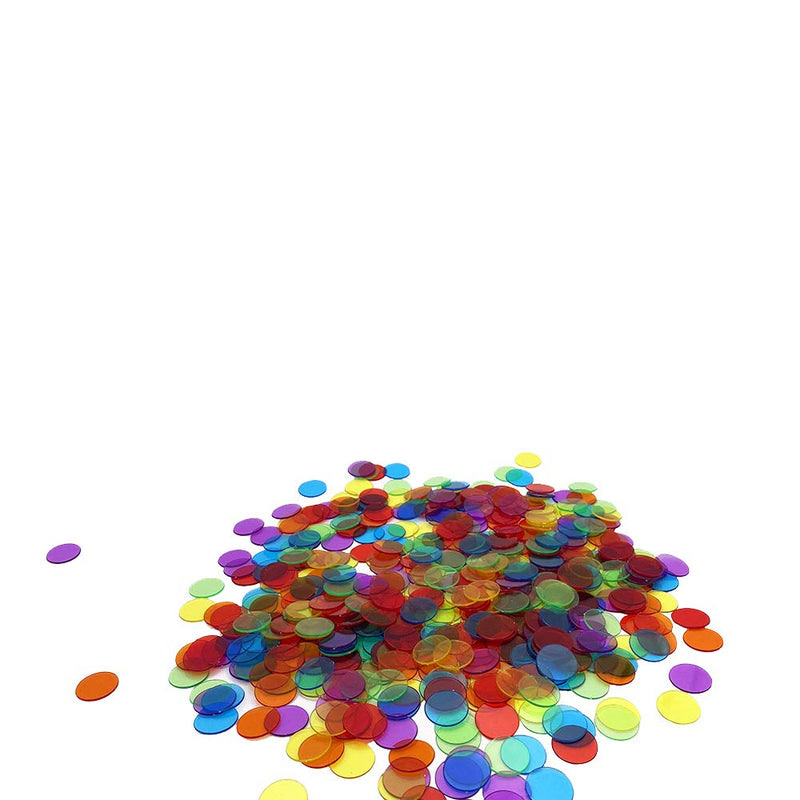 JUNWRROW 500 Pieces 3/4 inch Transparent 6 Color Bingo Counting Chips with Bag - BeesActive Australia