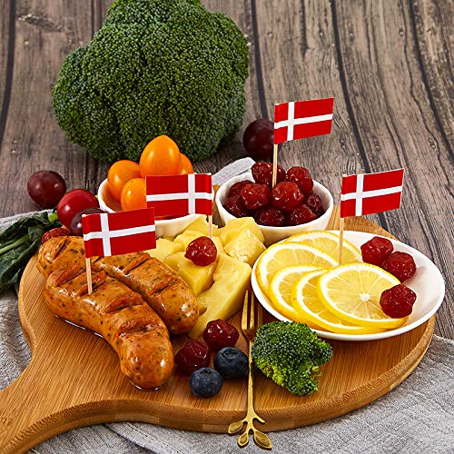 JAVD CYPS 100 Pcs Denmark Flag Danish Toothpick Flags, Small Mini Stick Cupcake Toppers Danish Flags,Country Picks Party Decoration Celebration Cocktail Food Bar Cake Flags - BeesActive Australia