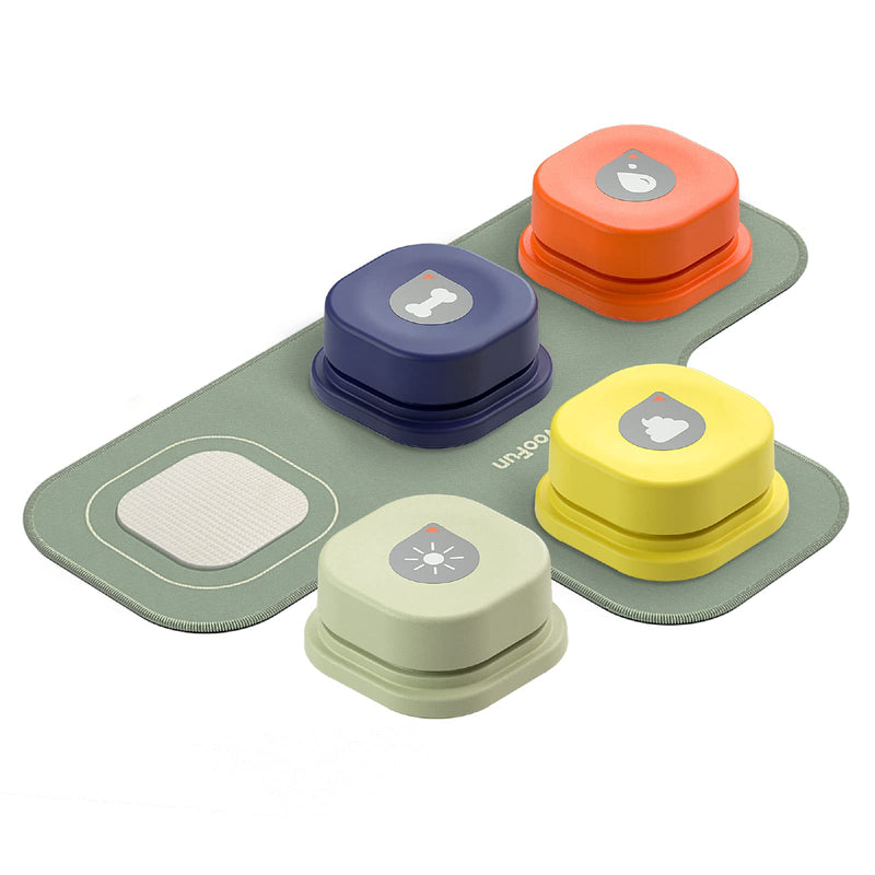 MEWOOFUN Dog Buttons for Communication Recordable Dog Talking Buttons Set Dog Training Speaking Buttons Dog Clicker with Mat & Stickers 4 packs - BeesActive Australia