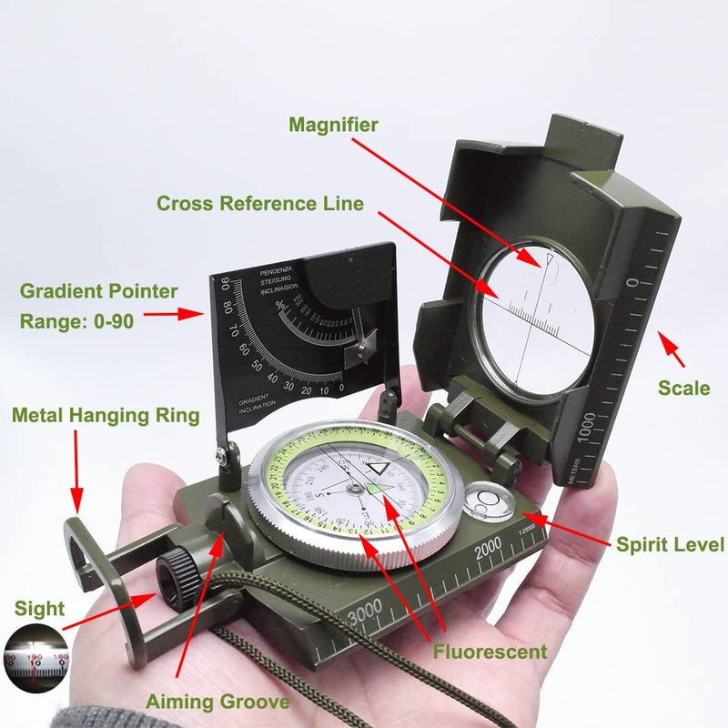 Military Compass with Fatwood Fire Starter for Backpacking and Survival - BeesActive Australia