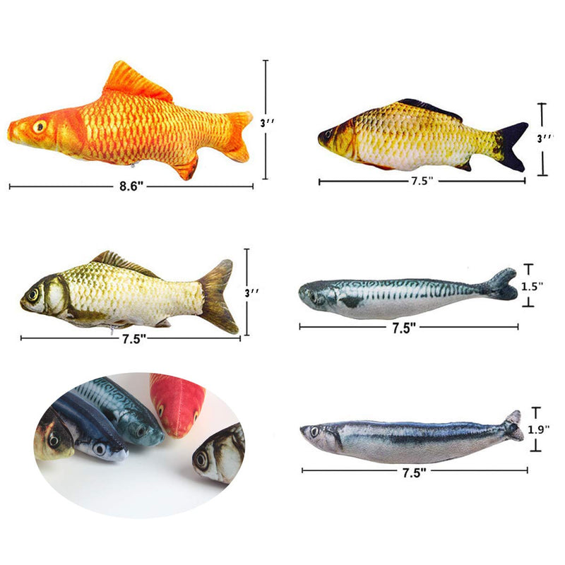 HAPY SHOP Catnip Toys 5 Pack - Simulation Fish Shape Realistic Fluffy Catnip Doll Interactive Pets Pillow Chew Bite Supplies for Cat Kitten Kitty - BeesActive Australia