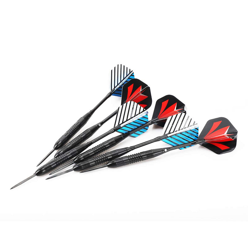 [AUSTRALIA] - LARRITS Professional 6 Pack 23 Grams Steel Tip Darts Set with Black Aluminum Shafts 9pc Standard Flights 9pc Laser Flights 12pc Rubber O-Rings Dart Sharpener and Storage Case 