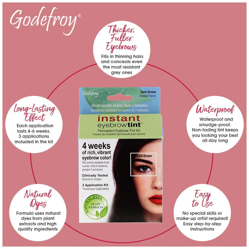 Godefroy Instant Eyebrow Tint Botanicals 3 Applications Included, Dark Brown, 1 Count - BeesActive Australia