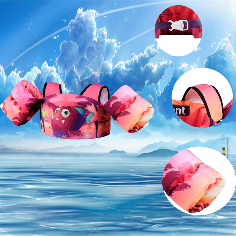 Kids Swim Vest for Children Learn Swimming Training,Foldable Swim Vest Jacket for 22-66 lbs Boys/Girls Sea Beach Pool Pink Starfish - BeesActive Australia