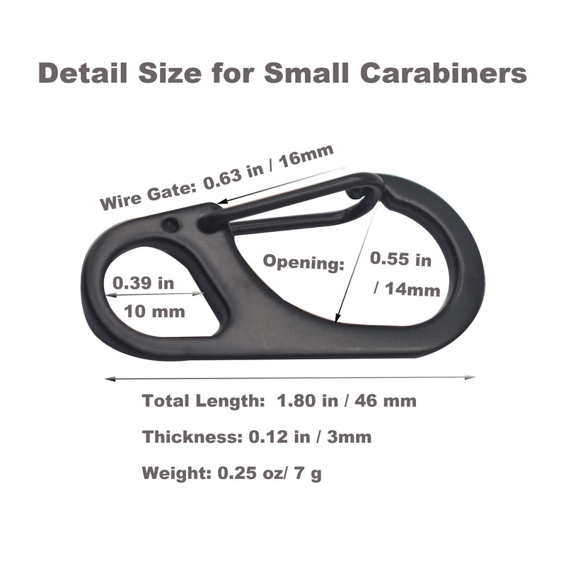 Floyutin 1.8 inch Small Carabiner Clip with Fixed Eyelet Ended Snap Hooks Quick Paracord Clips 18 Packs Black - BeesActive Australia