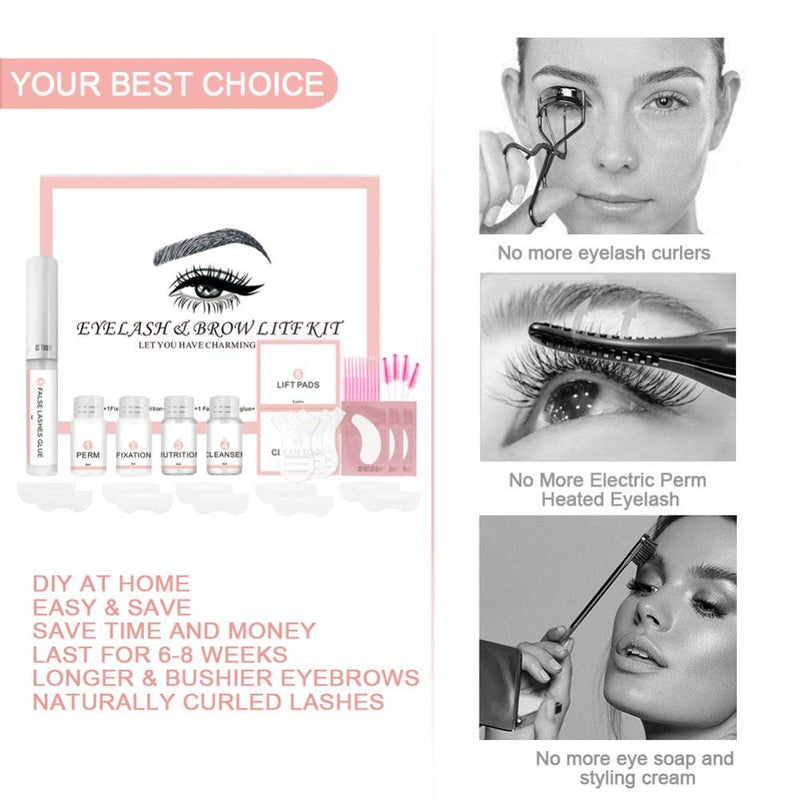 Reddhoon Eyebrow & Lash Lamination Kit, Professional 2 In 1 Brow Eyelash Lift Perming Kit for Fuller Eyebrows Eyelahes, DIY Perm for Lashes and Brows Home Salon Use - BeesActive Australia