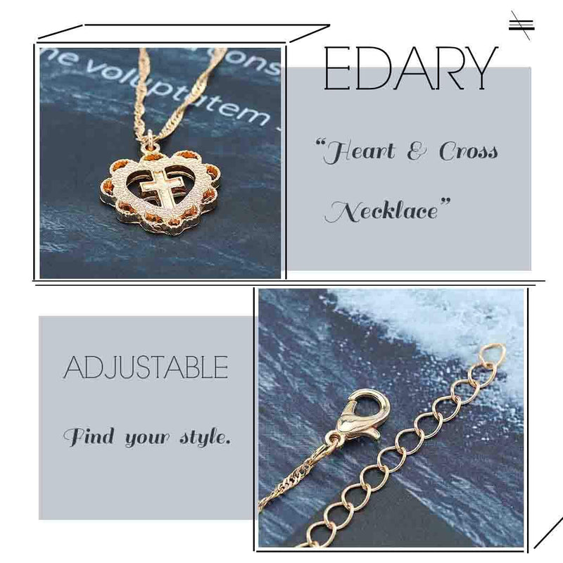 Edary Heart Necklace Cross Pendant Necklaces Gold Jewelry Accessories for Women and Girls. - BeesActive Australia