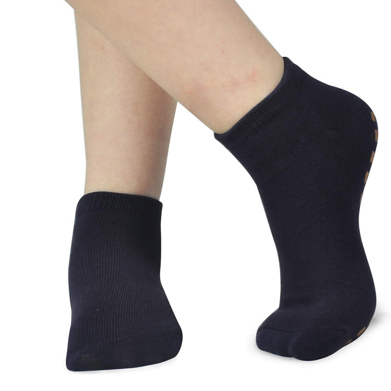 [AUSTRALIA] - Kids Anti-Skid Socks Trampoline Children's Slide Gripper Socks For Teenagers Black*2+navy Blue*2 6-9 years old Kids Size 