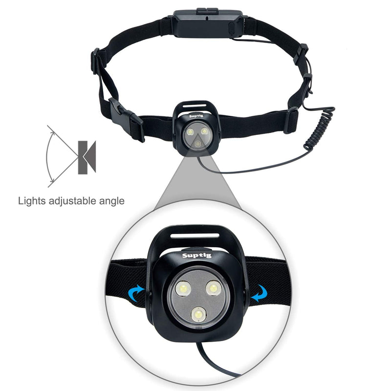 Suptig Running Light, Chest Light, Running Belt Light for Camping, Hiking, Running, Jogging, Walking, Outdoor Adventure IP64 Waterproof Built-in 2600mAh Rechargeable Lithium Battery(Black) - BeesActive Australia