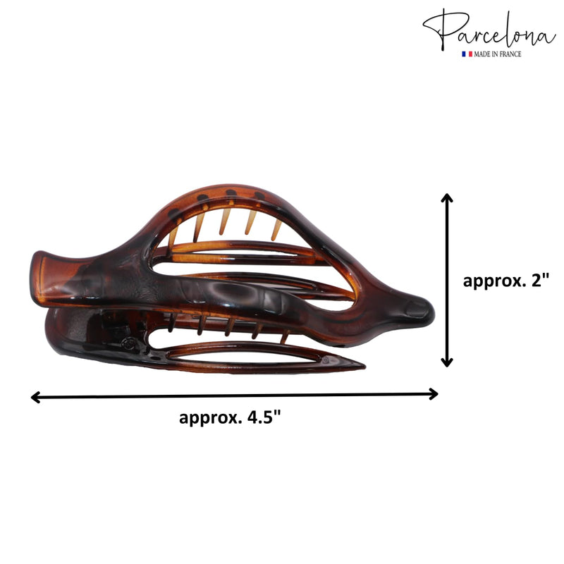 Parcelona French 2 Pieces Wide Beak Celluloid Tortoise Shell and Black Side Slide In Jaw Hair Claw Clip Clamp Clutcher - BeesActive Australia