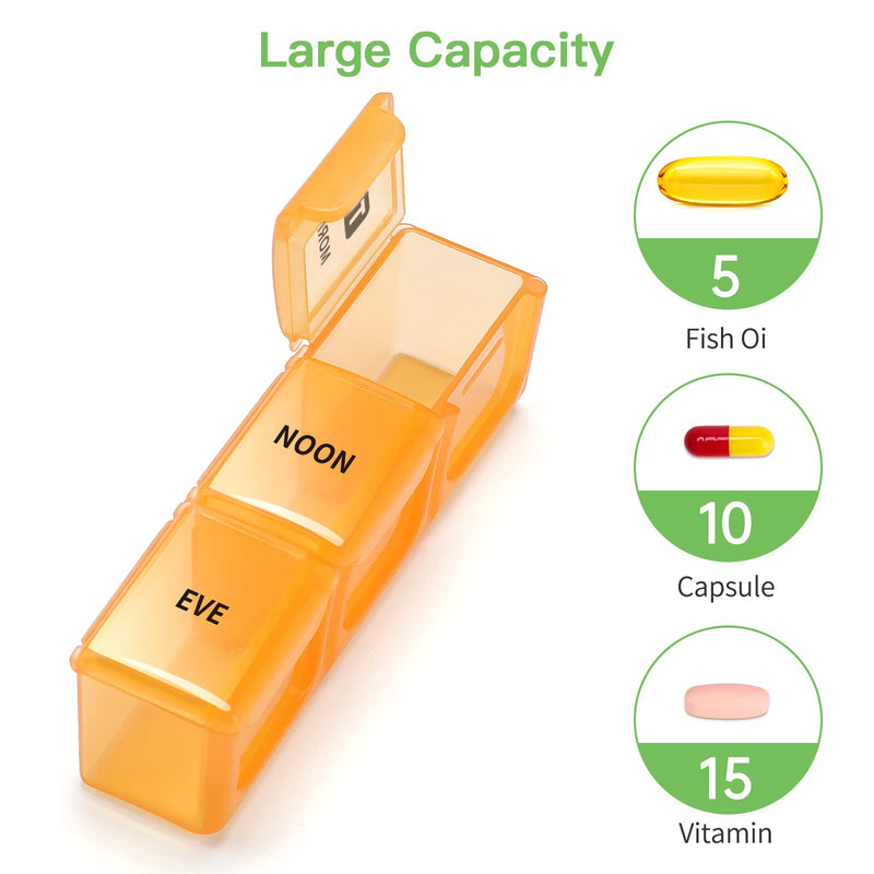 Pill Box Organiser 7 Day , Opret Pill Dispenser Weekly 3 Times a Day with case for Travel Vitamin Fish Oil Container Planner BPA Free Black-coloured - BeesActive Australia