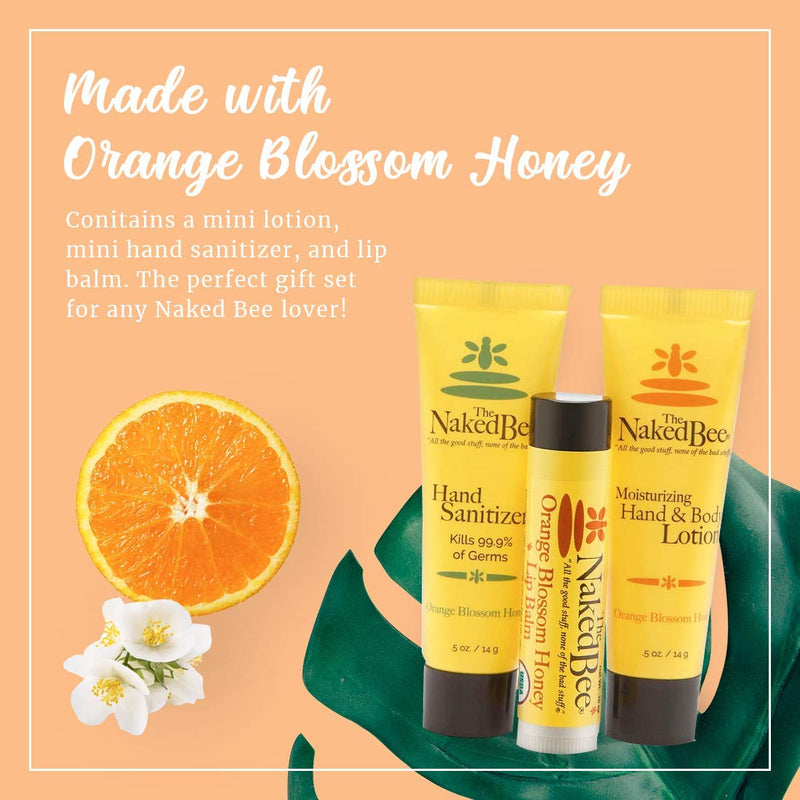 The Naked Bee Orange Blossom Honey Bee Hand & Body Lotion, Lip Balm, and Hand Sanitizer 3 Piece Kit - BeesActive Australia