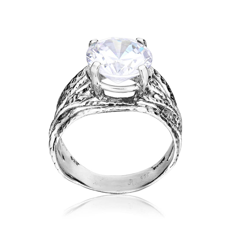 JEAN RACHEL JEWELRY 925 Sterling Silver Ring With A White Round Cubic Zirconia CZ Prong, Hypoallergenic, Nickel and Lead-free, Artisan Handcrafted Designer collection, Made In Israel 7 - BeesActive Australia
