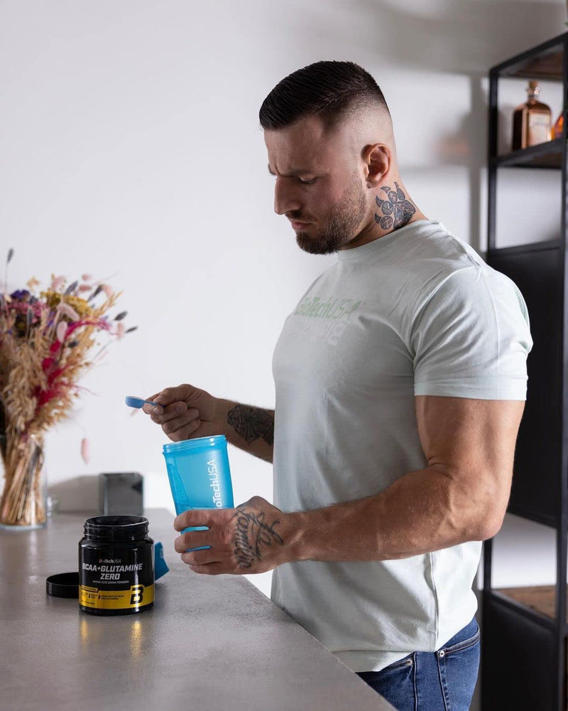 BioTechUSA BCAA + Glutamine Zero, Flavoured Drink Powder with BCAA and L-glutamine Content with sweeteners, 480 g, Lemon - BeesActive Australia